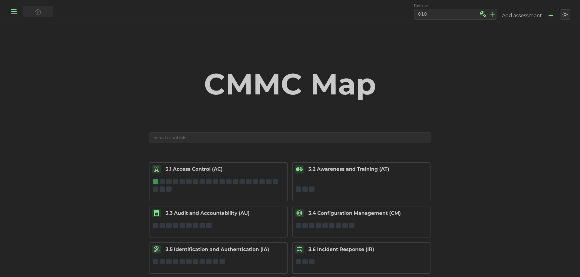 Screenshot displaying the CMMC Map dashboard